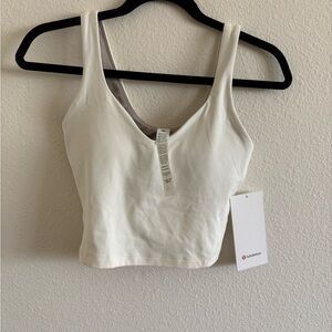 lululemon athletica White Scoop Neck Cropped Tank